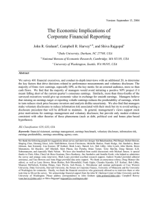 The Economic Implications of Corporate Financial Reporting  John R. Graham