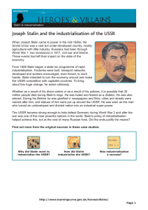 VILLAINS HEROES &amp; Joseph Stalin and the industrialisation of the USSR