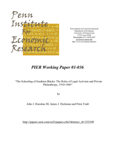 Penn Institute for Economic Research Department of Economics University of Pennsylvania
