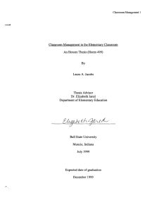 Classroom Management in the Elementary Classroom Honors Thesis (Homs 499) By Laura