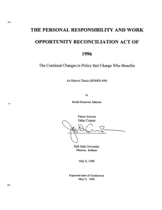 - THE PERSONAL RESPONSIBILITY AND WORK OPPORTUNITY RECONCILIATION ACT OF 1996