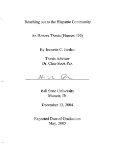 Reaching out to the Hispanic Community An Honors Thesis (Honors 499)