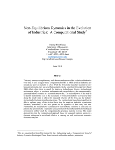 Non-Equilibrium Dynamics in the Evolution of Industries:  A Computational Study  *