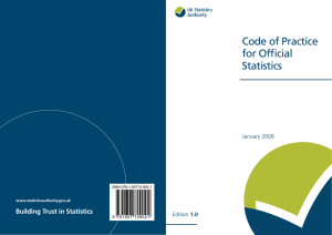 Code of Practice for Official Statistics Building Trust in Statistics