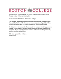 The following is an open letter to the Boston College... Ruscito, mother of Michael Ruscito,'09: