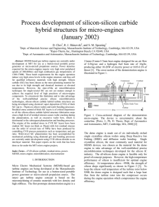 Process development of silicon-silicon carbide hybrid structures for micro-engines (January 2002) D. Choi