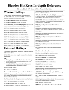 Blender HotKeys In-depth Reference Window HotKeys