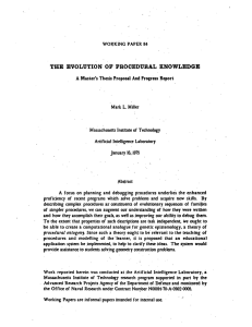 THE  EVOLUTION  OF  PROCEDURAL  KNOWLEDGE