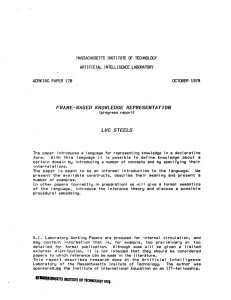 MASSACHUSETTS  INSTITUTE INTELLIGENCE 1978 FRAME-BASED  KNOWLEDGE