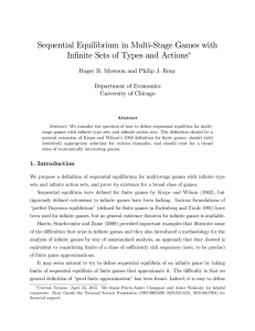 Sequential Equilibrium in Multi-Stage Games with Department of Economics