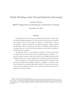 Stable Matching under Forward-Induction Reasoning ∗ Luciano Pomatto