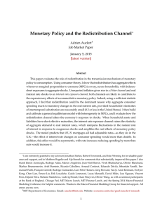 Monetary Policy and the Redistribution Channel ∗ Adrien Auclert Job Market Paper