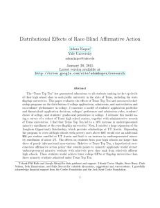 Distributional Eects of Race-Blind Armative Action