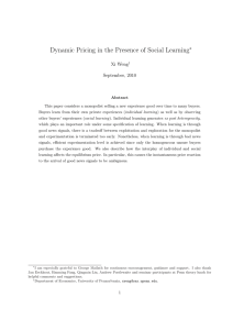 Dynamic Pricing in the Presence of Social Learning ∗ Xi Weng September, 2010