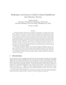 Bankruptcy and Access to Credit in General Equilibrium Job Market Paper
