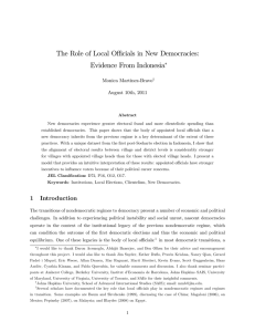 The Role of Local O¢ cials in New Democracies: Monica Martinez-Bravo