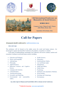 Call for Papers 5th International Conference on Humanities &amp; Social Sciences ICHSS 2015