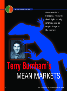 Terry Burnham’s MEAN MARKETS An economist’s biological research