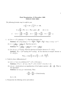 Final Examination, 15 December 1998 SM311O (Fall 1998) v r