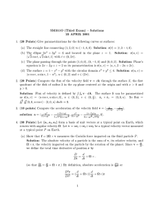 SM311O (Third Exam) { Solutions 23 APRIL 2001 20 Points Solution