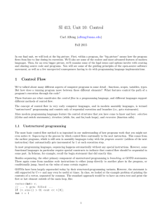 SI 413, Unit 10: Control ( ) Fall 2015