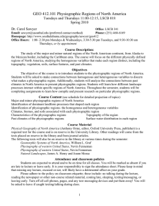 GEO 412.101 Physiographic Regions of North America Spring 2010 Dr.