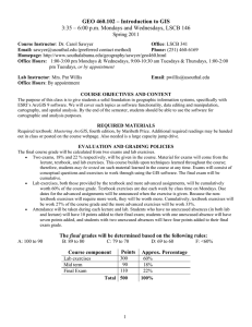 GEO 460.102 – Introduction to GIS Spring 2011