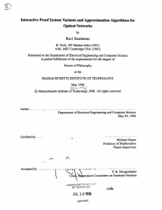 Interactive Proof System  Variants and Approximation Algorithms for by Ravi Sundaram
