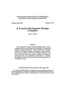 A  Partial Mechanical  Design Compiler INTELLIGENCE