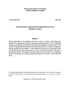 Toward a Richer Language  for Describing Software  Errors Abstract