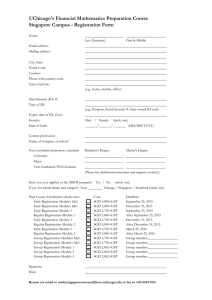 UChicago's Financial Mathematics Preparation Course Singapore Campus - Registration Form