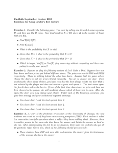 FinMath September Review 2013 Exercises for Greg Lawler’s first lecture