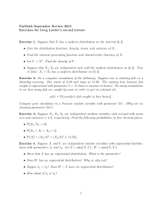 FinMath September Review 2013 Exercises for Greg Lawler’s second lecture