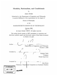 Modality,  Rationalism,  and  Conditionals Jason  Decker