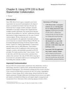 Chapter 8: Using GTR 220 to Build Stakeholder Collaboration Introduction Summary of Findings