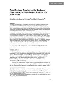 Road Surface Erosion on the Jackson Pilot Study