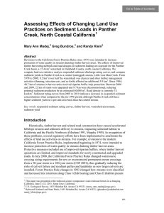 Assessing Effects of Changing Land Use Creek, North Coastal California