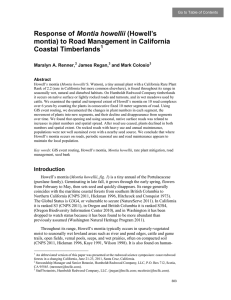 Montia howellii montia) to Road Management in California Coastal Timberlands