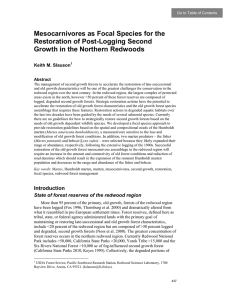 Mesocarnivores as Focal Species for the Restoration of Post-Logging Second