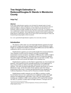 Tree Height Estimation in Redwood/Douglas-fir Stands in Mendocino County Helge Eng