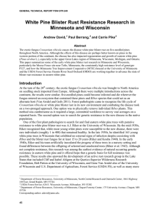 White Pine Blister Rust Resistance Research in Minnesota and Wisconsin  Andrew David,