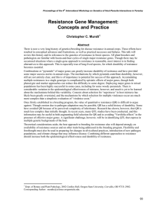 Resistance Gene Management: Concepts and Practice  Christopher C. Mundt