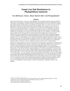Coast Live Oak Resistance to Phytophthora ramorum  B.A. McPherson,