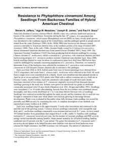 Phytophthora cinnamomi Seedlings From Backcross Families of Hybrid American Chestnut Steven N. Jeffers,