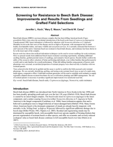 Screening for Resistance to Beech Bark Disease: Grafted Field Selections