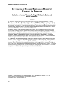 Developing a Disease Resistance Research Program for Tanoaks  Katherine J. Hayden,