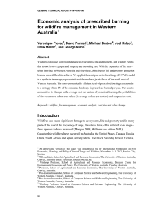 Economic analysis of prescribed burning for wildfire management in Western Australia Veronique Florec