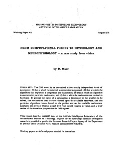 FROM  COMPUTATIONAL  THEORY  TO  PSYCHOLOGY ... case by  D.  Marr NEUROPHYSIOLOGY