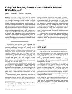 Valley Oak Seedling Growth Associated with Selected Grass Species 1 Karen C. Danielsen