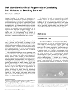 Oak Woodland Artificial Regeneration Correlating Soil Moisture to Seedling Survival 1